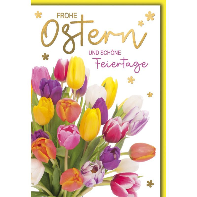 Osterbillett mit Kuvert kaufen Ostergrußkarte mit Blumenmotiv